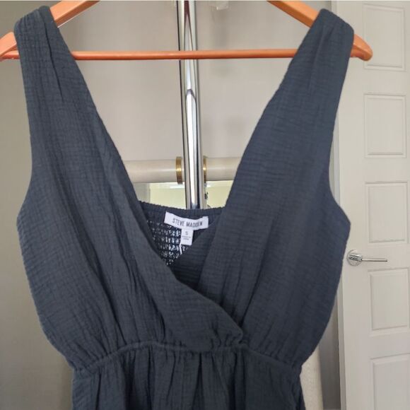 NWT Steve Madden Cotton Midi Dress Sleeveless V Neck Black Size S - Picture 3 of 7